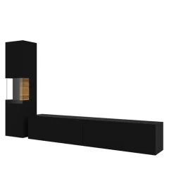 Parete attrezzata sospesa 226x140h cm nero rovere Fusion 1