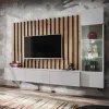 Parete attrezzata sospesa 220x148h cm nero rovere grigio perla Violina