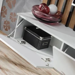 Parete attrezzata sospesa 220x148h cm nero rovere grigio perla Violina