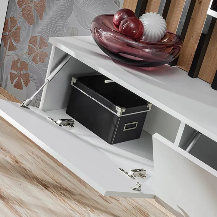 Parete attrezzata sospesa 220x148h cm nero rovere grigio perla Violina
