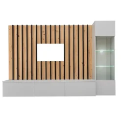 Parete attrezzata sospesa 220x148h cm nero rovere grigio perla Violina