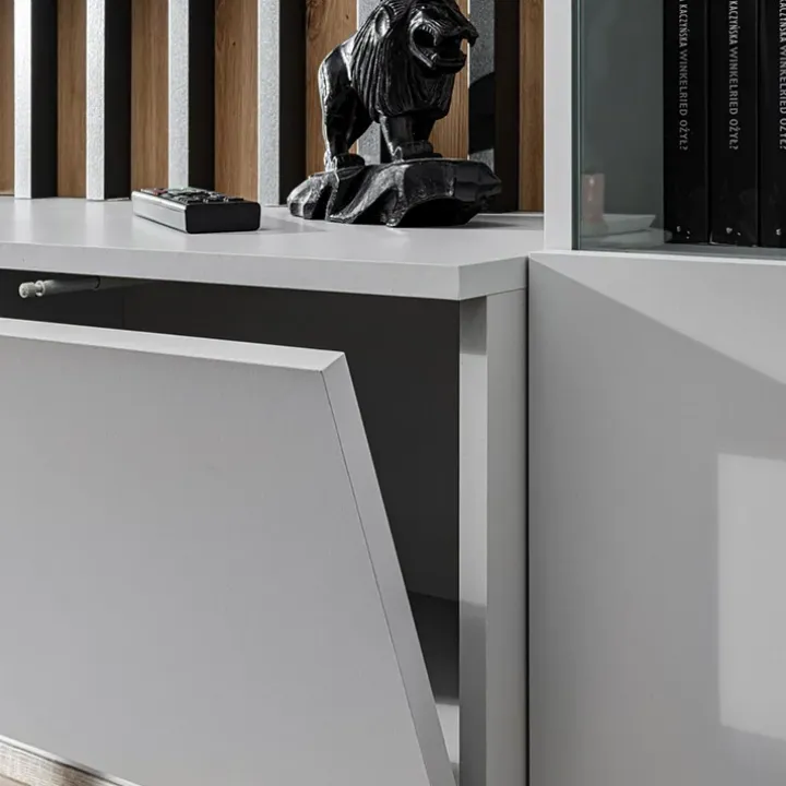 Parete attrezzata sospesa 220x148h cm nero rovere grigio perla Violina