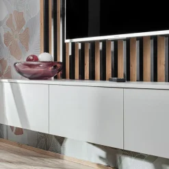 Parete attrezzata sospesa 220x148h cm nero rovere grigio perla Violina