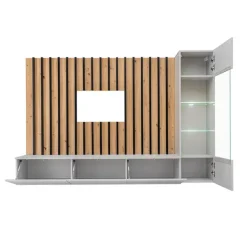 Parete attrezzata sospesa 220x148h cm nero rovere grigio perla Violina