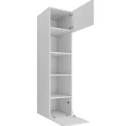 Parete attrezzata sospesa 220x150h cm con colonna bianco cannettato effetto marmo Ilaria