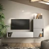 Parete attrezzata sospesa 193x150h cm moderna grigio chiaro e scuro Sunset 94