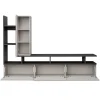 Parete attrezzata sospesa 210x140h cm moderna antracite beige cashmere Fylea