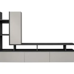 Parete attrezzata sospesa 210x140h cm moderna antracite beige cashmere Fylea