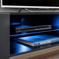 Parete attrezzata sospesa 250x170h cm con camino bioetanolo nero grigio Giotto