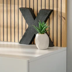 Parete attrezzata sospesa 160x120h cm pannello effetto cannettato grigio perla rovere Luvox