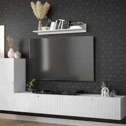 Parete attrezzata sospesa 134x175h cm moderna bianco Kiruna