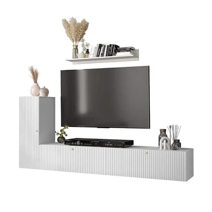 Parete attrezzata sospesa 134x175h cm moderna bianco Kiruna