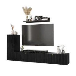 Parete attrezzata sospesa 134x175h cm moderna nero Kiruna