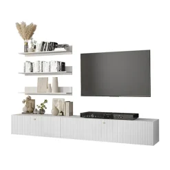 Parete attrezzata sospesa 250x150h cm bianco Kiruna 2