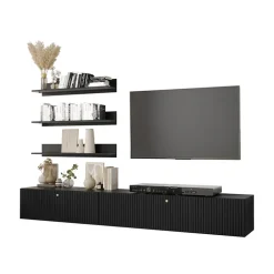 Parete attrezzata sospesa 250x150h cm nero Kiruna 2
