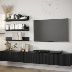 Parete attrezzata sospesa 250x150h cm nero Kiruna 2