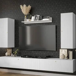 Parete attrezzata sospesa 250x165h cm bianco Kiruna 3