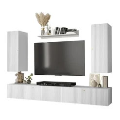Parete attrezzata sospesa 250x165h cm bianco Kiruna 3