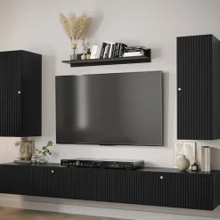 Parete attrezzata sospesa 250x165h cm nero Kiruna 3