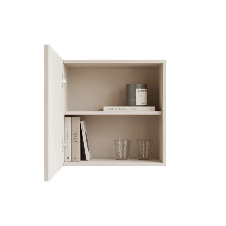 Parete attrezzata sospesa 262x220h cm cannettata beige cashmere rovere chiaro Sunset Decor 1034