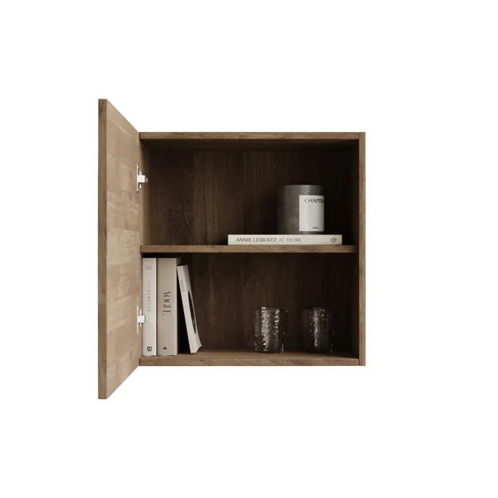 Parete attrezzata sospesa 193x188h cm cannettata ossido nero rovere scuro Sunset Decor 1038