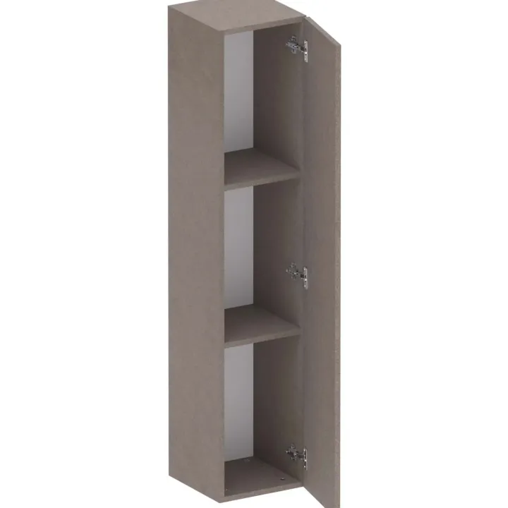 Parete attrezzata sospesa 334x180h cm con pannello cannettato marrone rovere chiaro Sunset Decor 1041