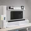 Parete attrezzata sospesa 210x130h cm bianco lucido Lamia