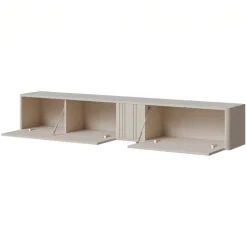 Parete attrezzata sospesa 190x130h cm moderna beige cashmere Bellagio 6