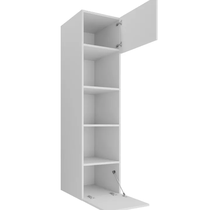 Parete attrezzata sospesa 260x150h cm con colonne bianco cannettato effetto marmo Ilaria