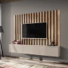 Parete attrezzata sospesa 180x118h cm moderna nero rovere beige cashmere Violina