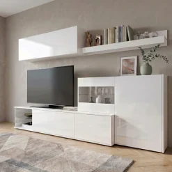 Parete attrezzata 260x167h cm angolare bianco lucido Oslo