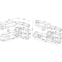 Parete attrezzata 260x167h cm angolare bianco lucido Oslo