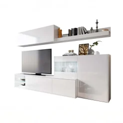 Parete attrezzata 260x167h cm angolare bianco lucido Oslo