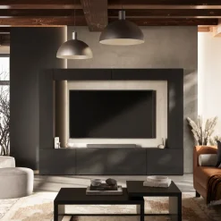 Parete attrezzata 261x194h cm 5 ante a ribalta nero grafite Arkansas