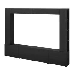 Parete attrezzata 261x194h cm 5 ante a ribalta nero grafite Arkansas