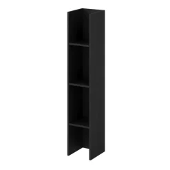 Parete attrezzata 261x194h cm 5 ante a ribalta e libreria 3 ripiani nero grafite Arkansas