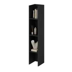 Parete attrezzata 261x194h cm 5 ante a ribalta e 2 librerie a 3 ripiani nero grafite Arkansas
