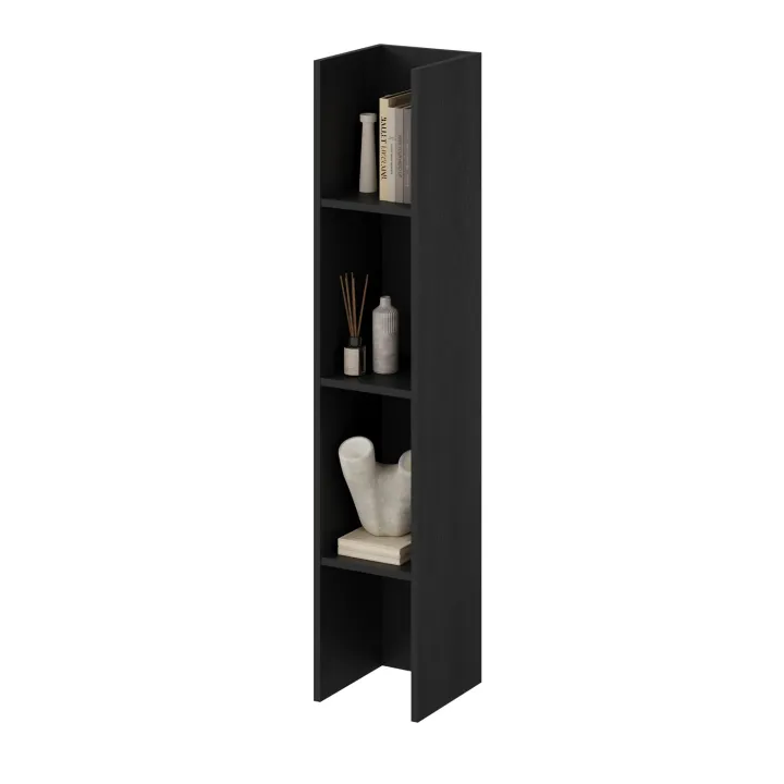 Parete attrezzata 261x194h cm 5 ante a ribalta e 2 librerie a 3 ripiani nero grafite Arkansas