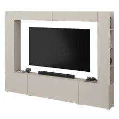 Parete attrezzata 261x194h cm 5 ante a ribalta beige cashmere Arkansas