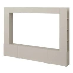 Parete attrezzata 261x194h cm 5 ante a ribalta beige cashmere Arkansas