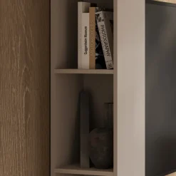 Parete attrezzata 261x194h cm 5 ante a ribalta beige cashmere Arkansas