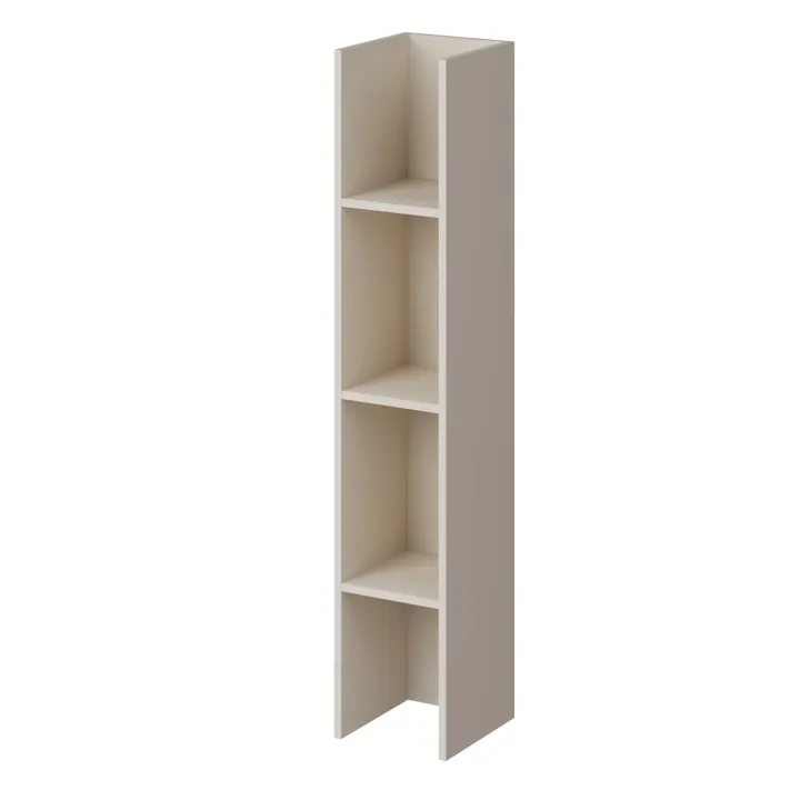 Parete attrezzata 261x194h cm 5 ante a ribalta e libreria 3 ripiani beige cashmere Arkansas