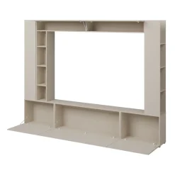 Parete attrezzata 261x194h cm 5 ante a ribalta e libreria 3 ripiani beige cashmere Arkansas