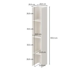 Parete attrezzata 261x194h cm 5 ante a ribalta e libreria 3 ripiani beige cashmere Arkansas