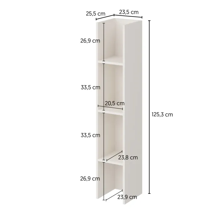 Parete attrezzata 261x194h cm 5 ante a ribalta e libreria 3 ripiani beige cashmere Arkansas