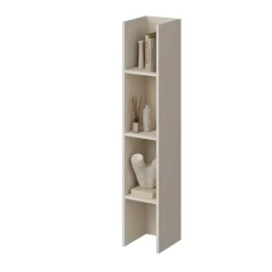 Parete attrezzata 261x194h cm 5 ante a ribalta e libreria 3 ripiani beige cashmere Arkansas