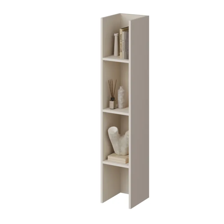 Parete attrezzata 261x194h cm 5 ante a ribalta e libreria 3 ripiani beige cashmere Arkansas