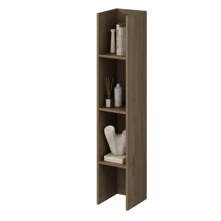 Parete attrezzata 261x194h cm 5 ante a ribalta e libreria 3 ripiani noce Arkansas
