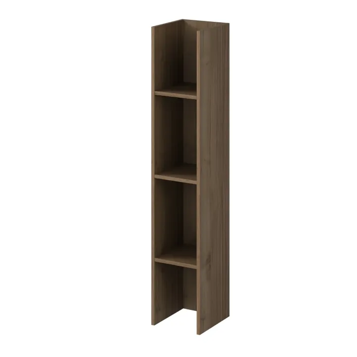 Parete attrezzata 261x194h cm 5 ante a ribalta e libreria 3 ripiani noce Arkansas