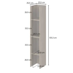 Parete attrezzata 261x194h cm 5 ante a ribalta e libreria 3 ripiani noce Arkansas